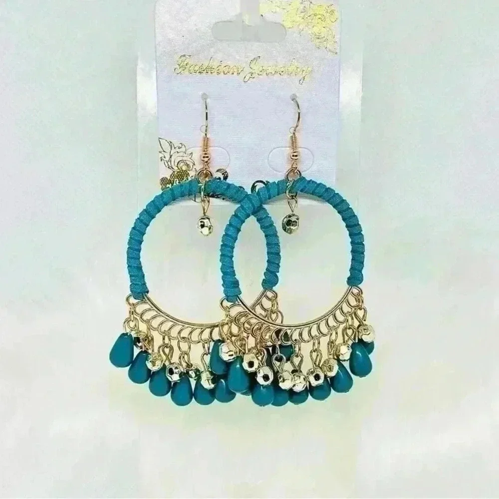 Weave Tassel Drop Earrings Duo